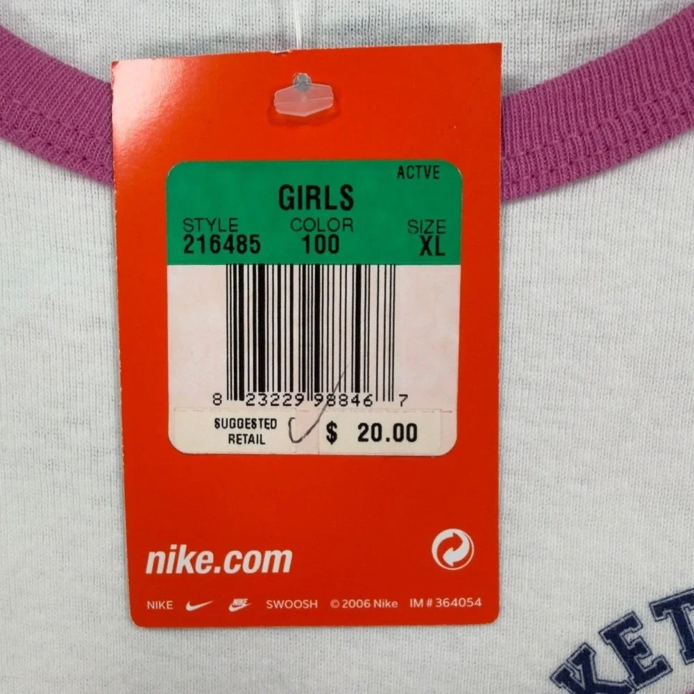 Nike Y2K Ringer Tee Girls XL White Pink Basketball Team 216485 NWT